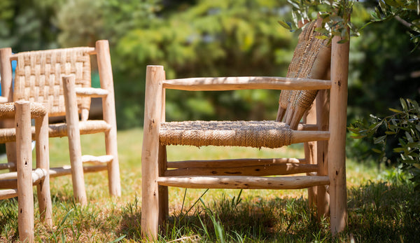 Le salon de jardin Tabia, bois naturel et doum