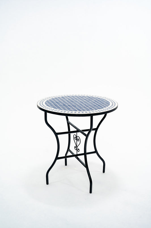 La table Zraq, zellige bleu et blanc, 3-4 personnes